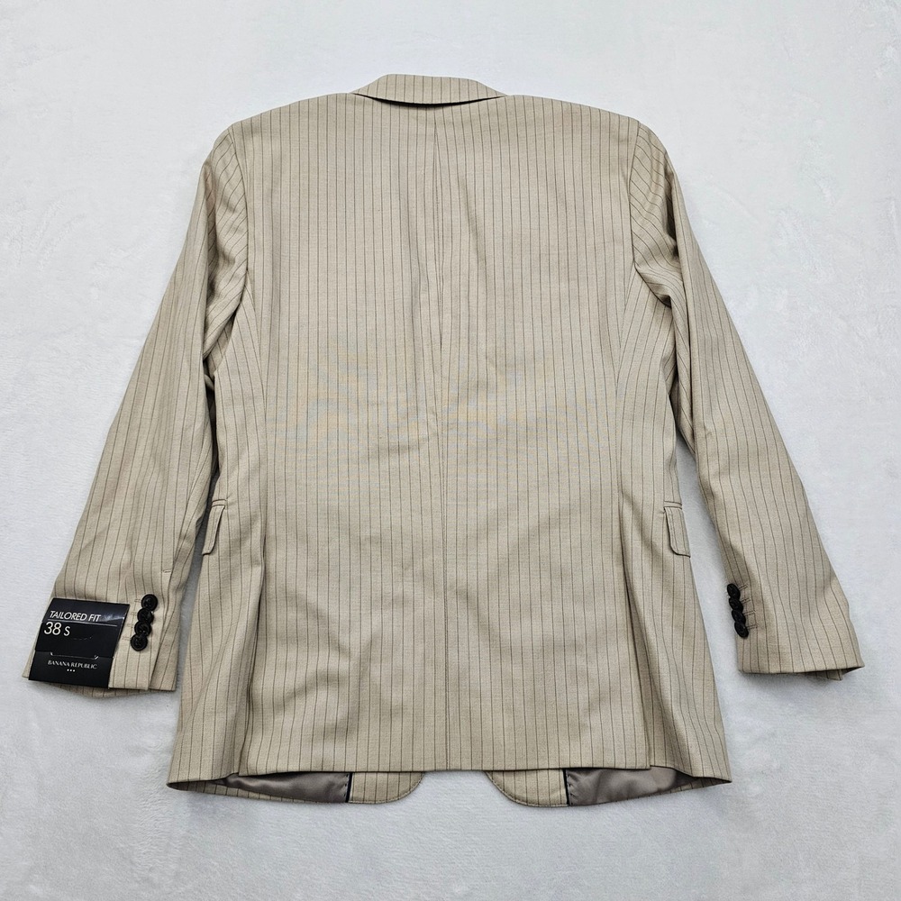 Banana Republic Suit Mens 38S 34x28 Beige Pinstripe Tailored Fit 2pc Wedding NEW - Picture 3 of 16